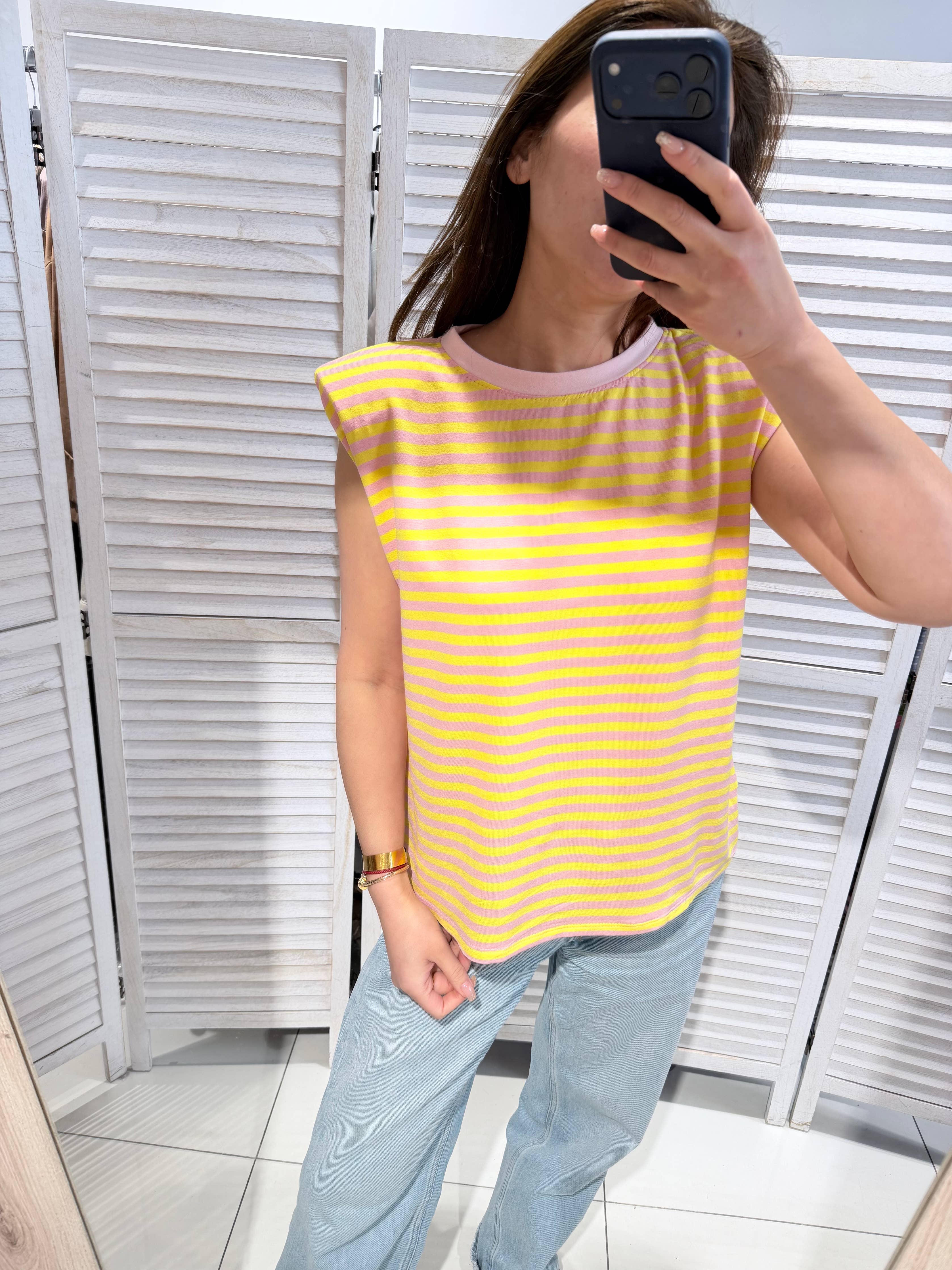 Gestreept T-shirt Geel