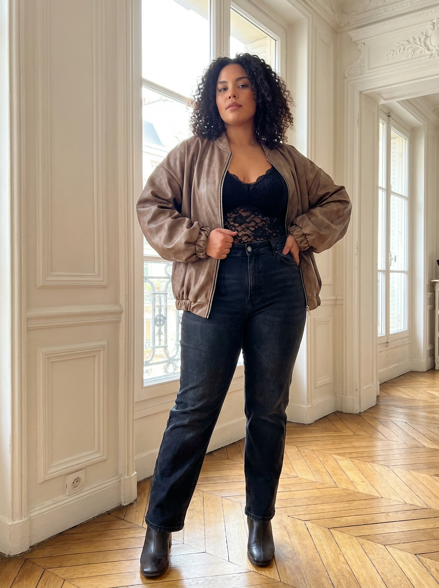 Plus Size - Imitatie Leren Jas – Camel