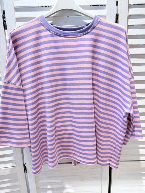 Gestreept T-shirt met open rug