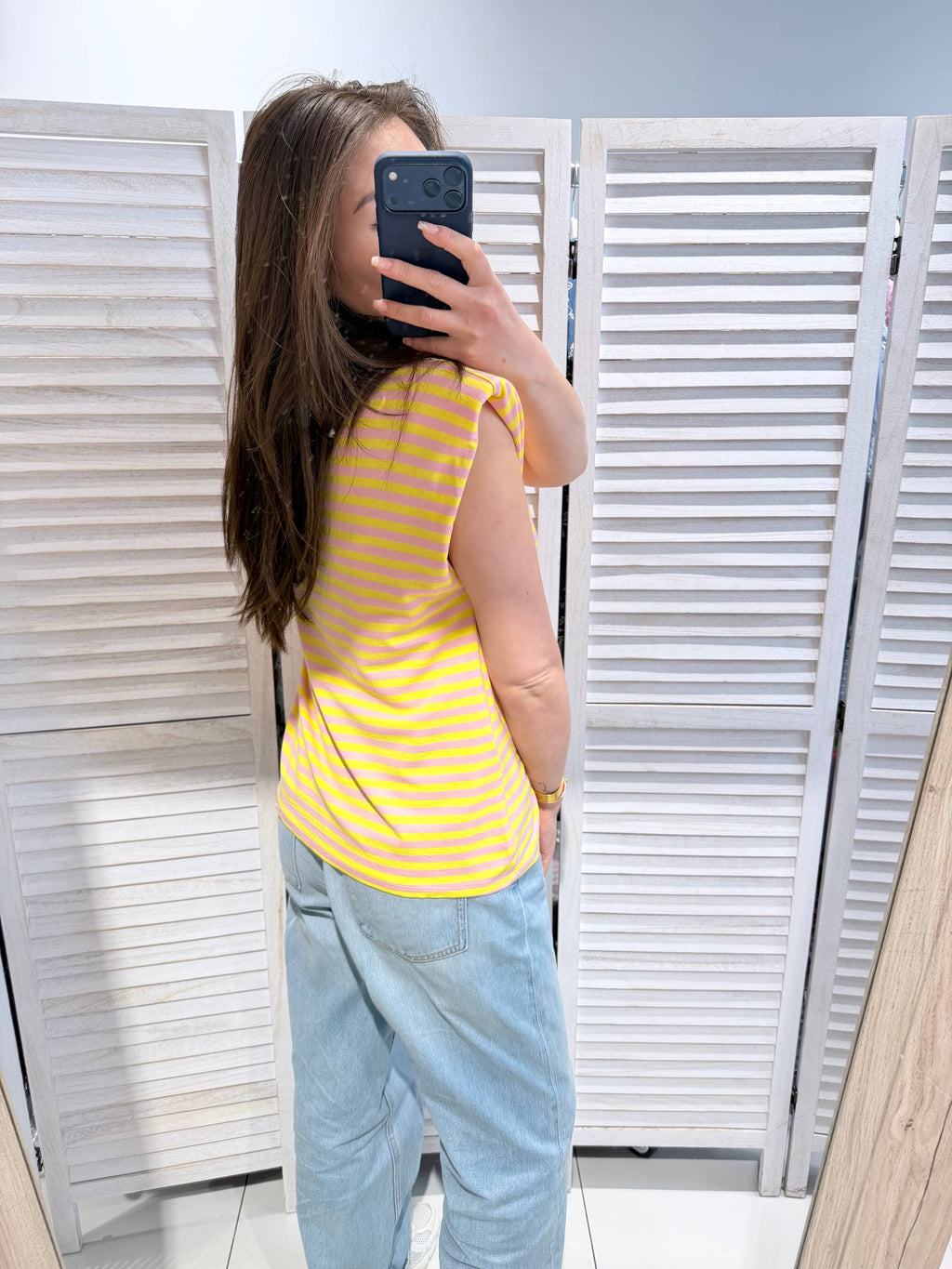 Gestreept T-shirt Geel