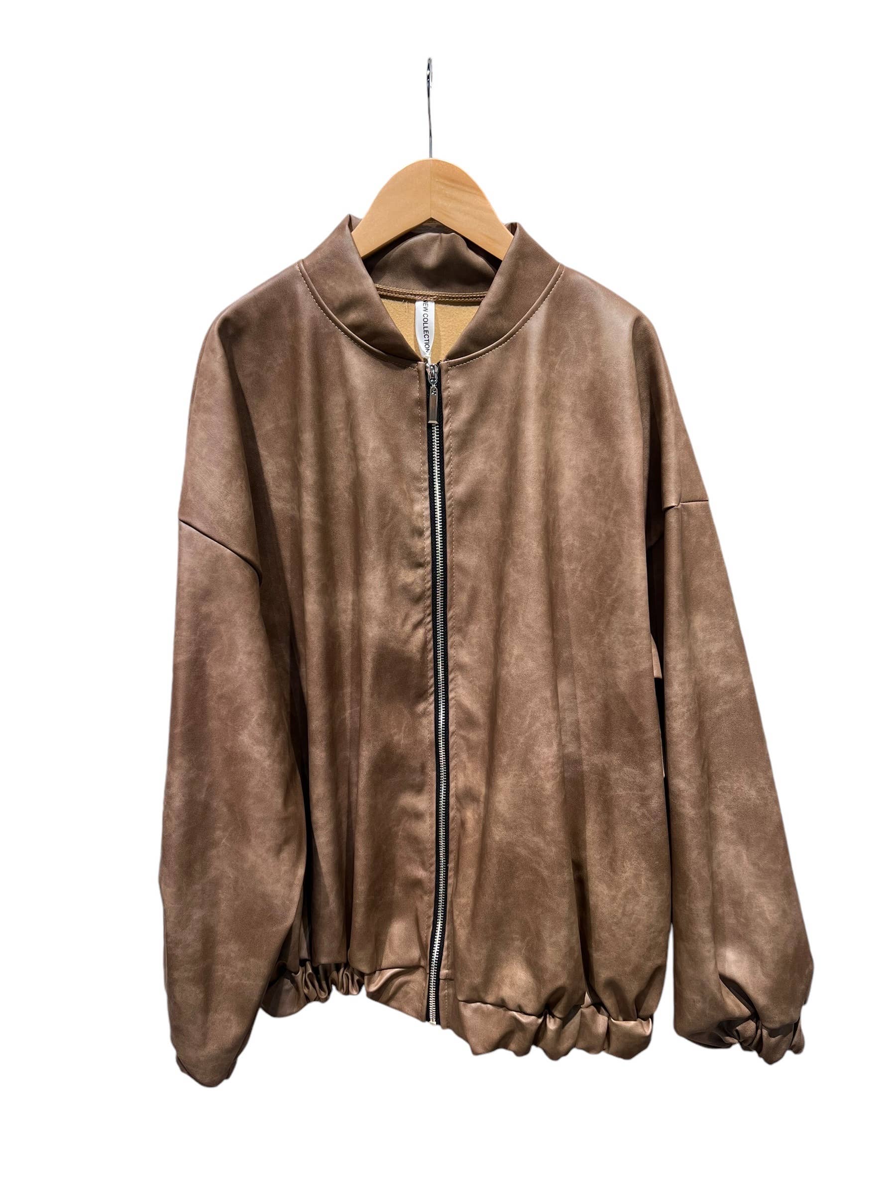 Plus Size - Imitatie Leren Jas – Camel