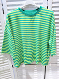 Gestreept T-shirt met open rug