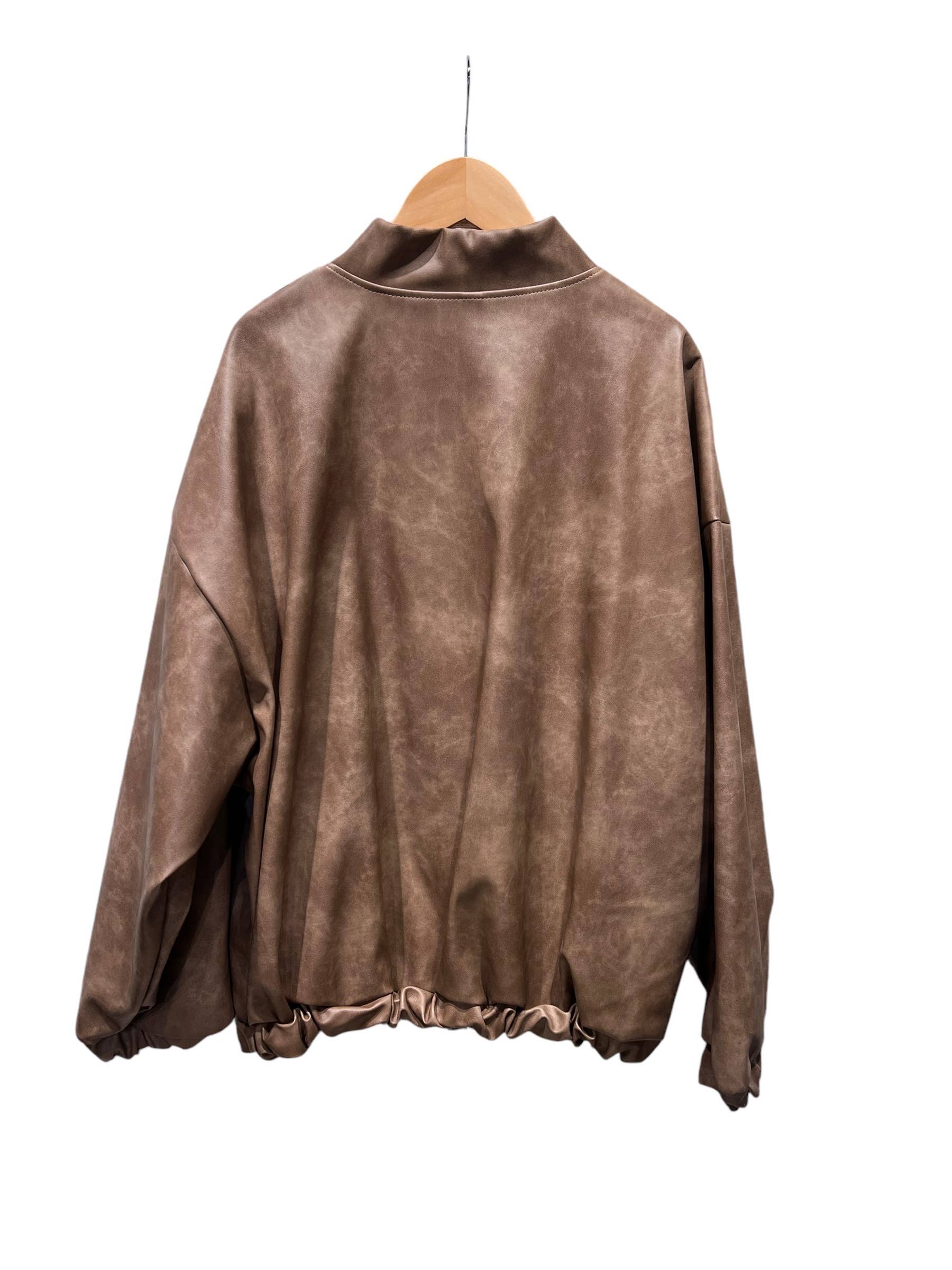 Plus Size - Imitatie Leren Jas – Camel